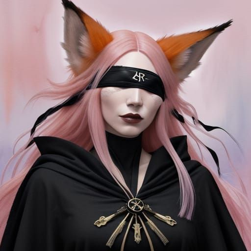 Occult Woman in Dark Fantasy Watercolor Landscape