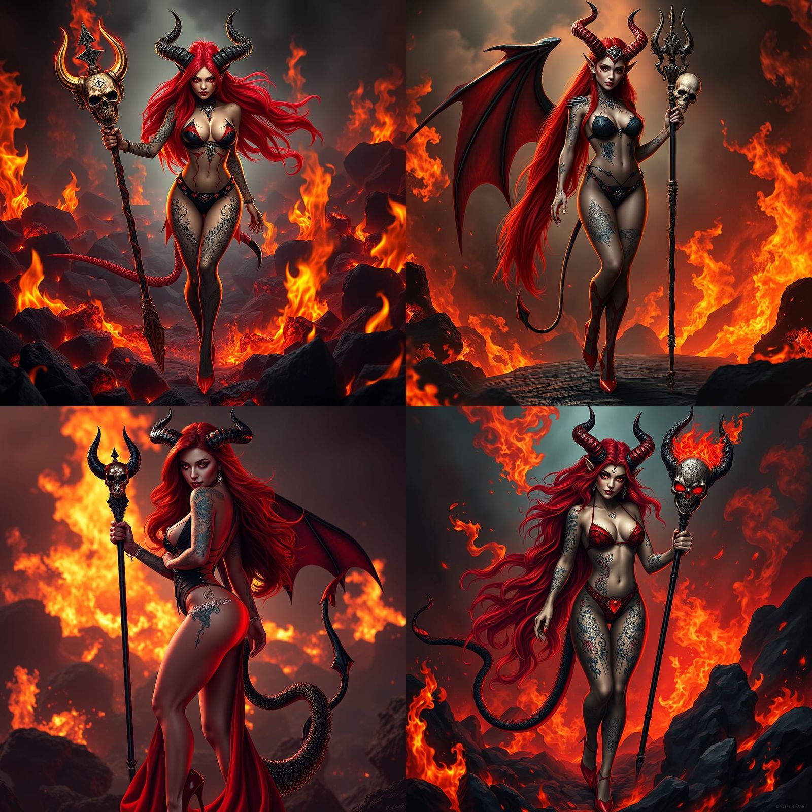 Devil in Hell with Red Bikini: Matte Painting