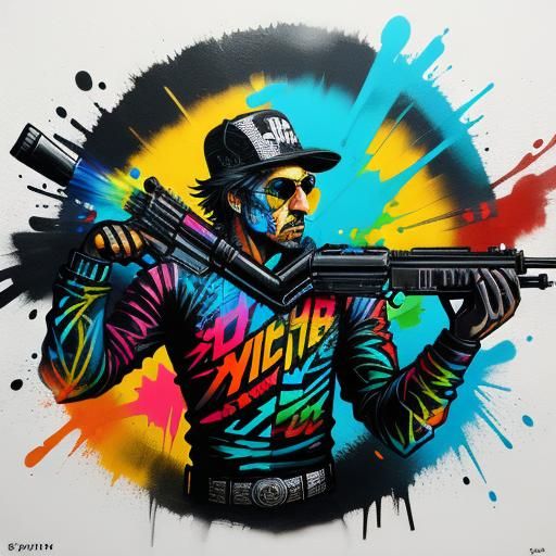 Pistolas Graffiti Art in Splash Art Style