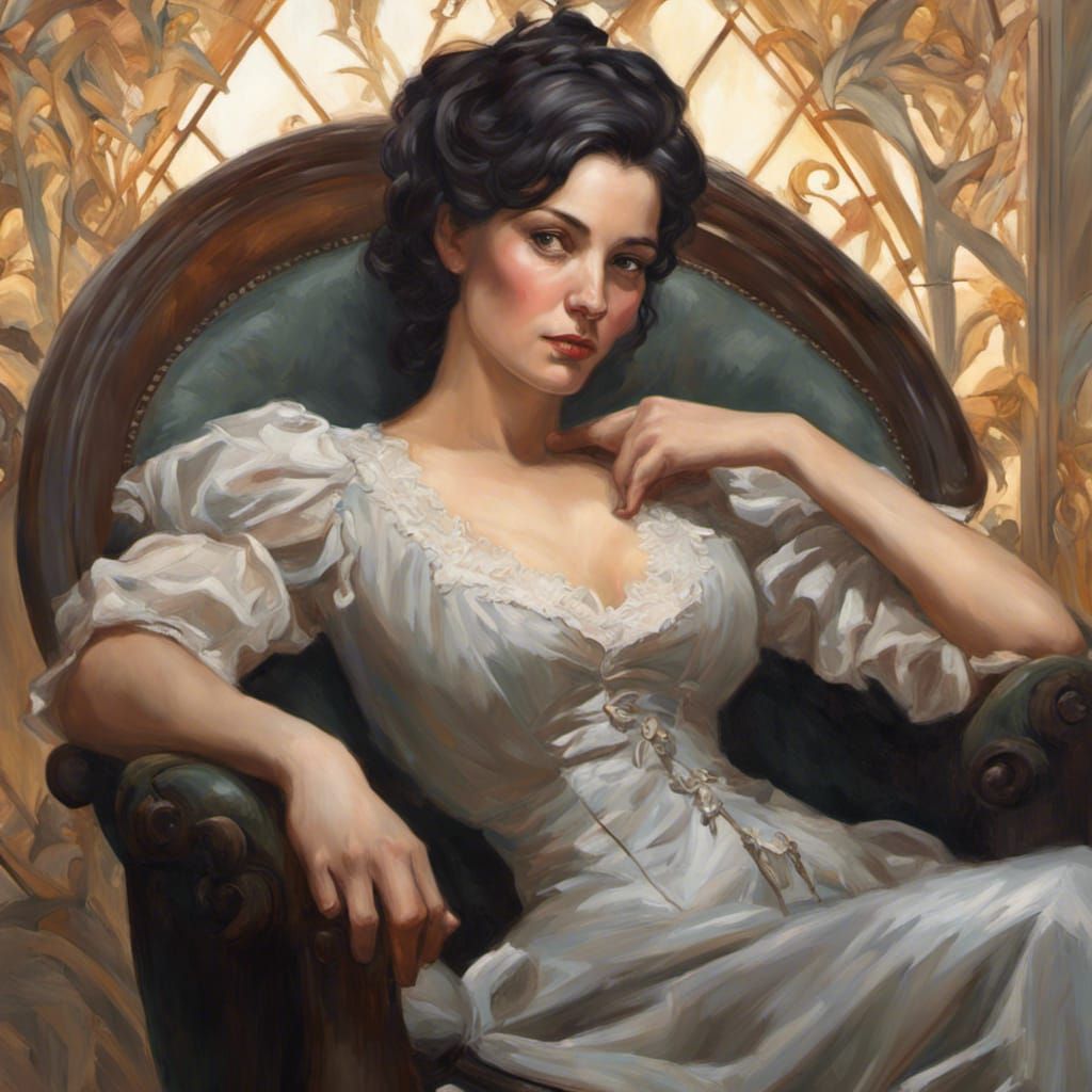 Victorian Woman Portrait in Oil Painting Style