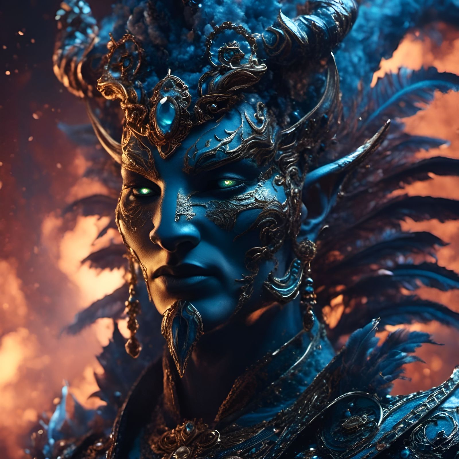 Photorealistic Smoke Genie Portrait