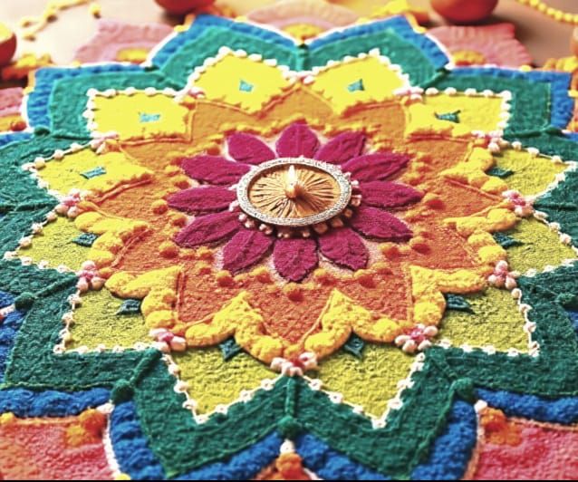 Diwali Rangoli with Diyas: A Celebration of Light