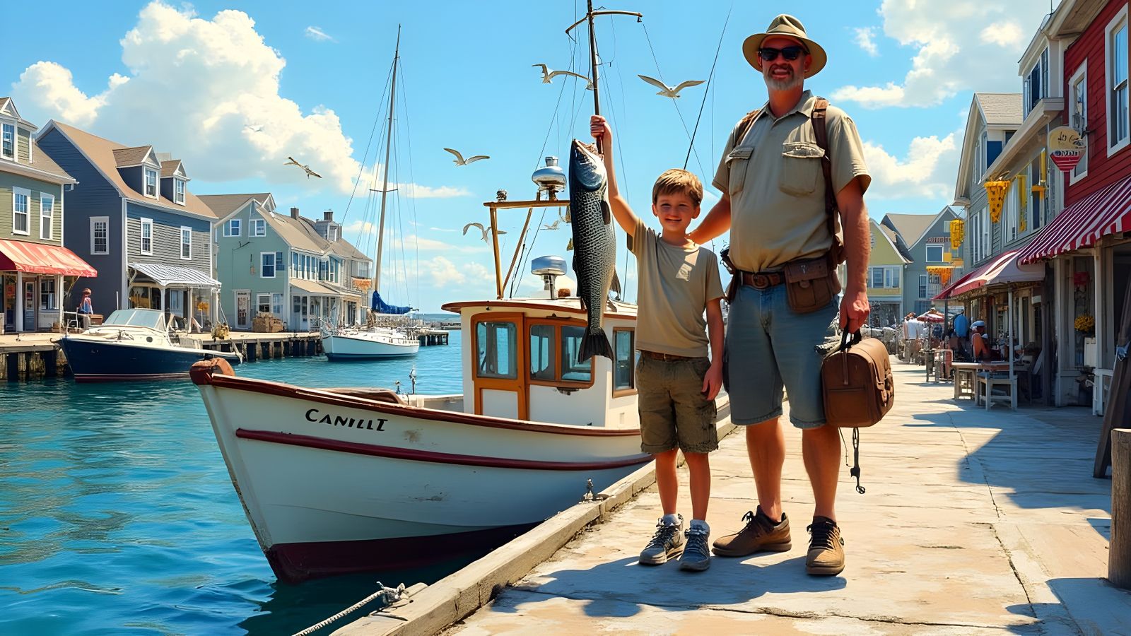 Fishing Family in Provincetown Harbor