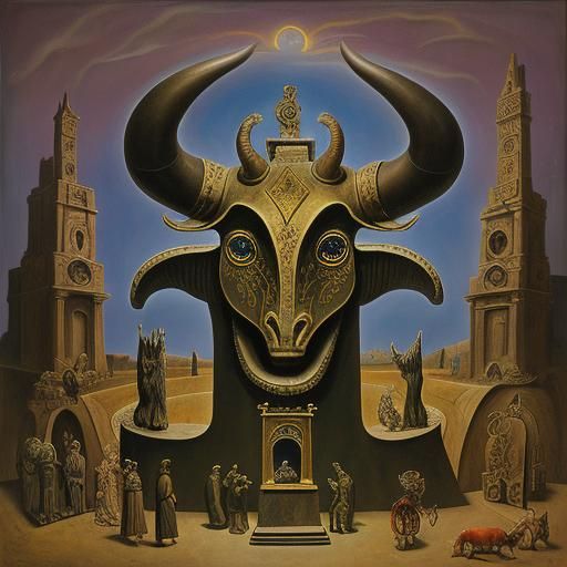 Moloch Idol in Surrealist Style