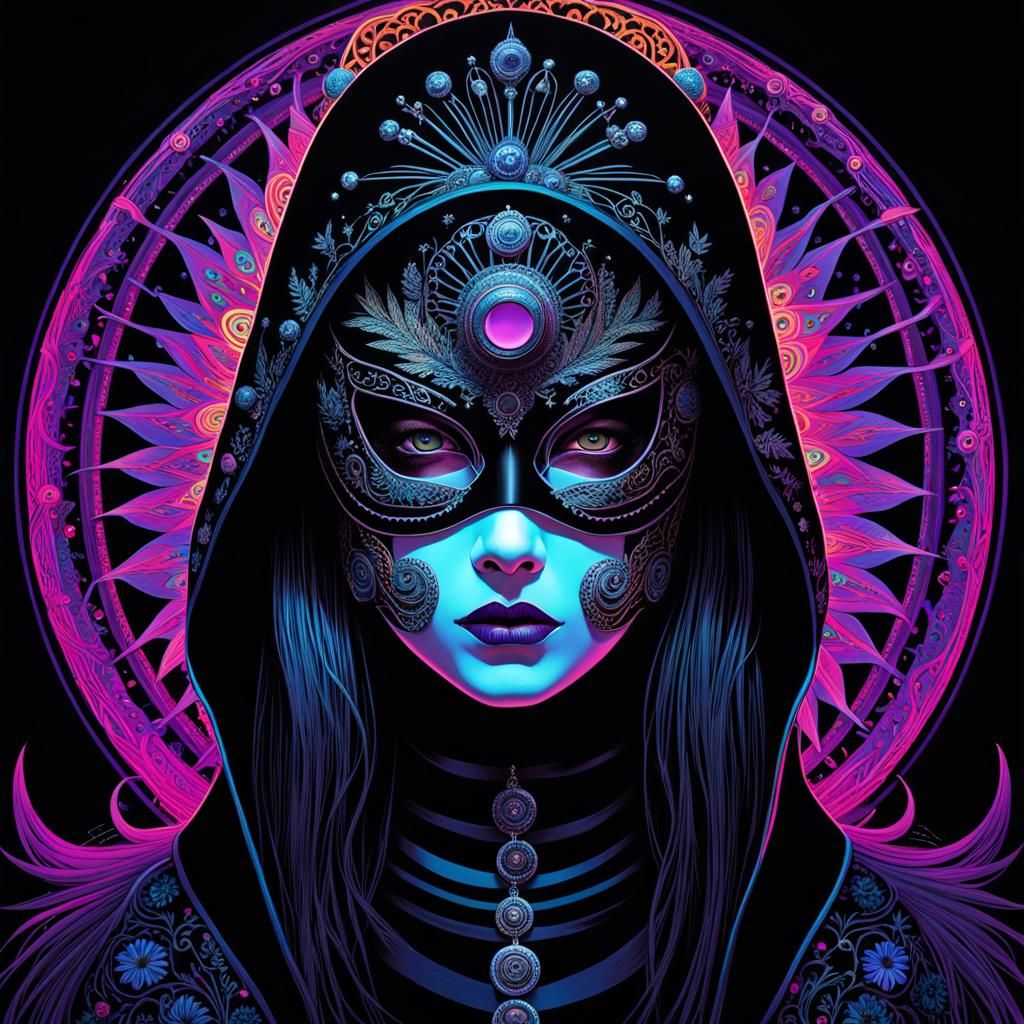 Creepy Purge Mask in Black Light Horror Art