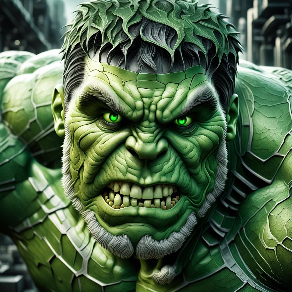 Decaying Hulk in Hyper-Realistic Digital Art