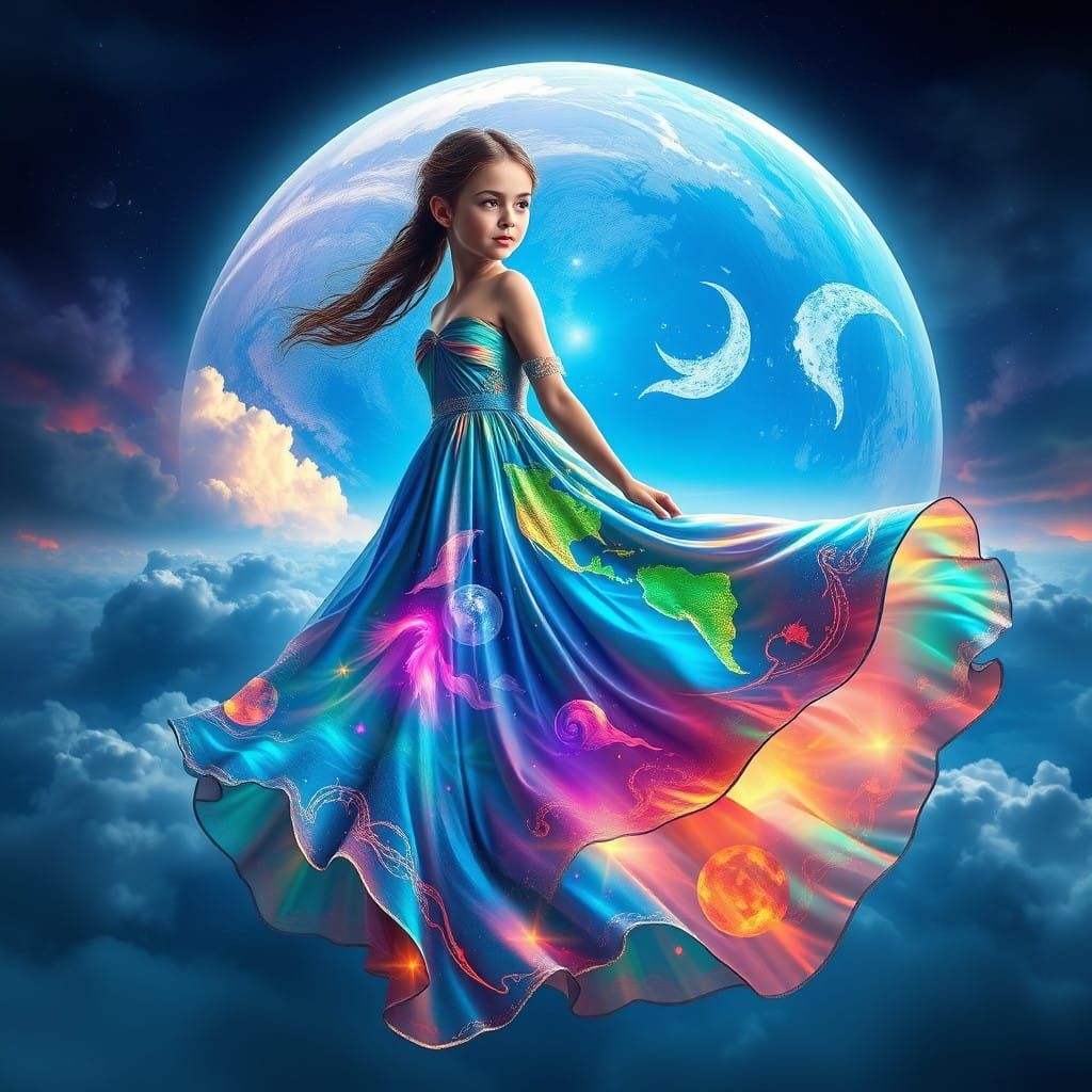 Ethereal Goddess of the Cosmos in Vibrant Earthly Hues