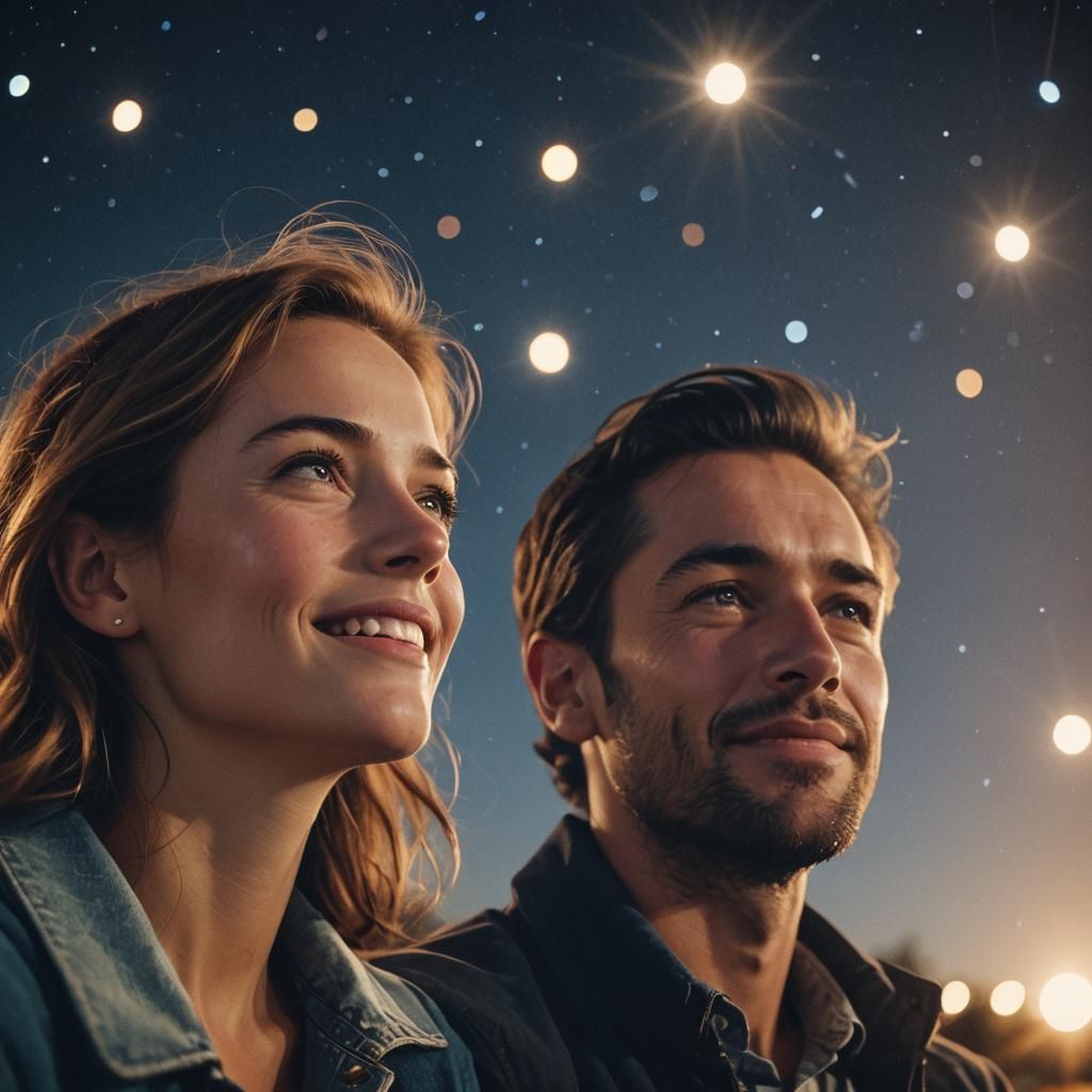 Man Daydreaming of Romance under a Starry Sky