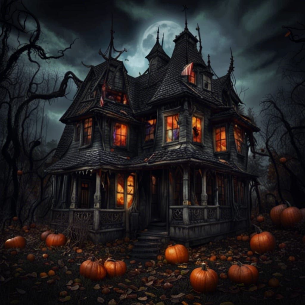 Haunted Halloween House with Magical Aura