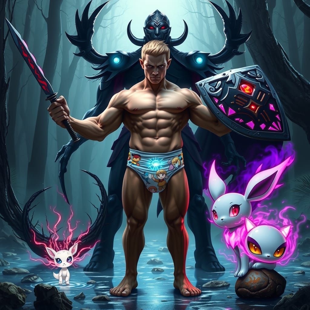 Supernatural Figure Radiates Power in Distorted Digital Land...