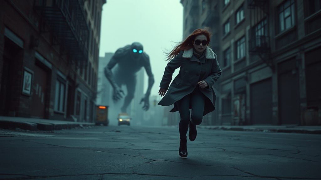 Urban Runner in Desperate Flight