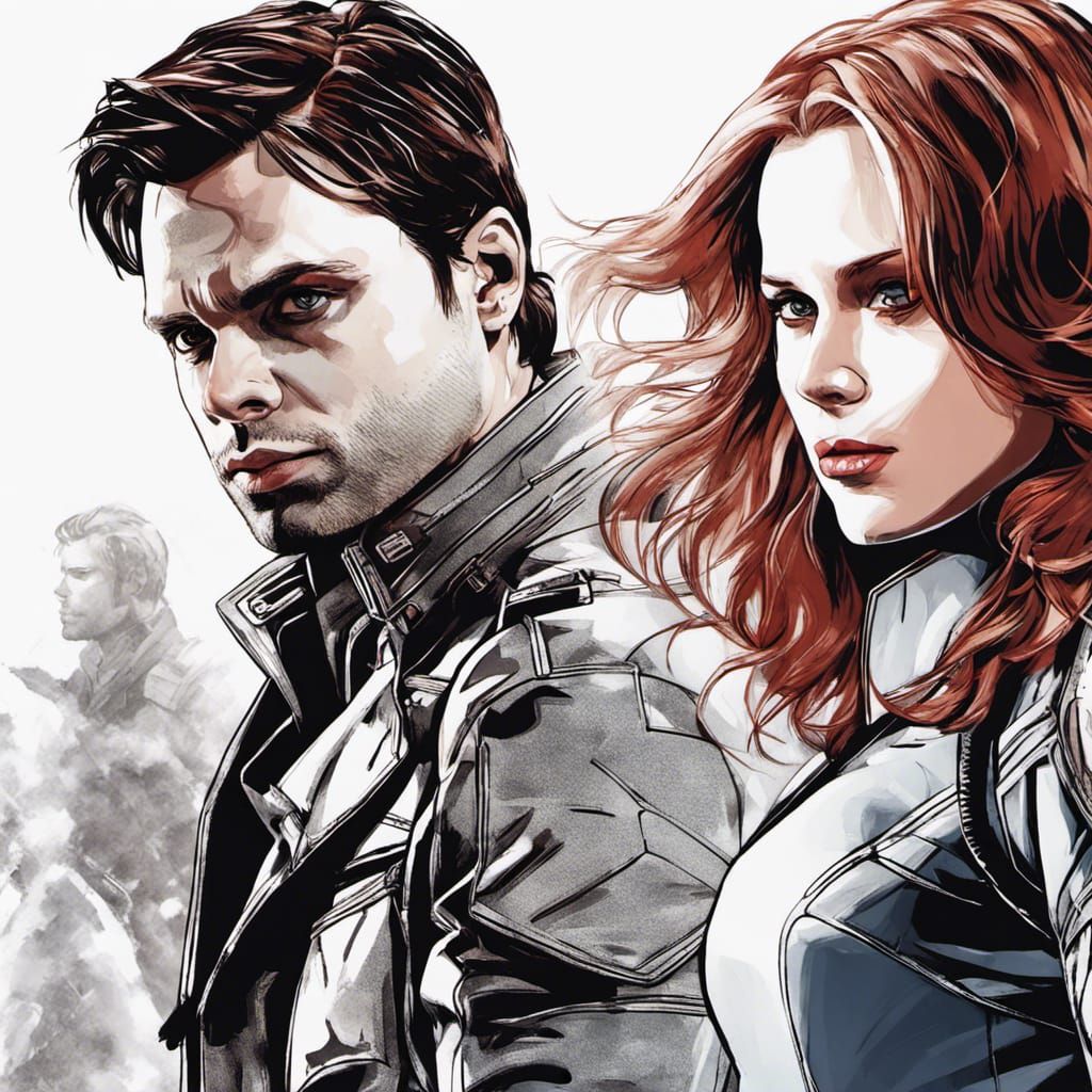 Bucky Barnes and Natasha Romanov Portrait