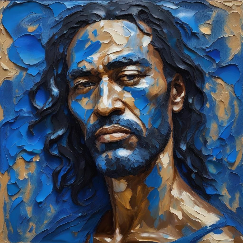 Expressive Portrait of Melancholy in Impasto Oil