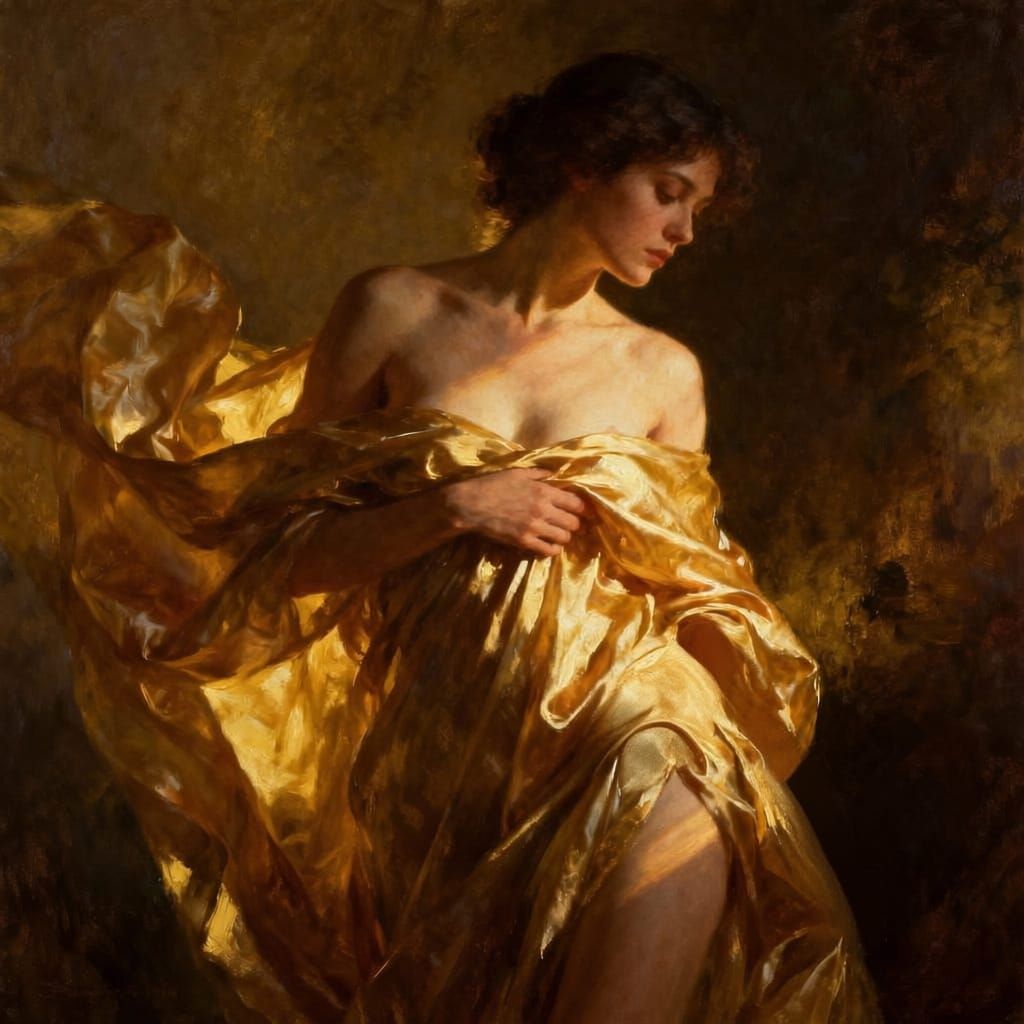 Artistic Boudoir Portrait with Rembrandt Lighting