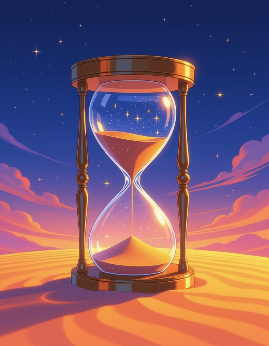 Hourglass in Void: Vintage Anime Style