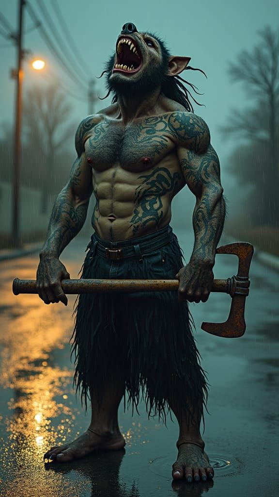 Hyena Gangster in Dark Gothic Matte Painting