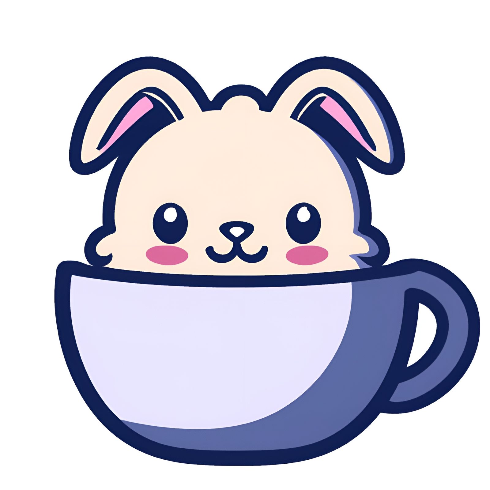 Adorable Bunny Emoji in Teacup Illustration