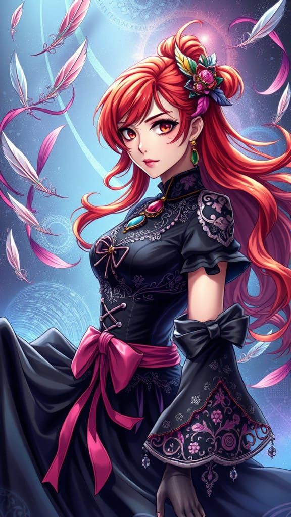 Glamorous Fantasy Noblewoman in Josei Manga Style