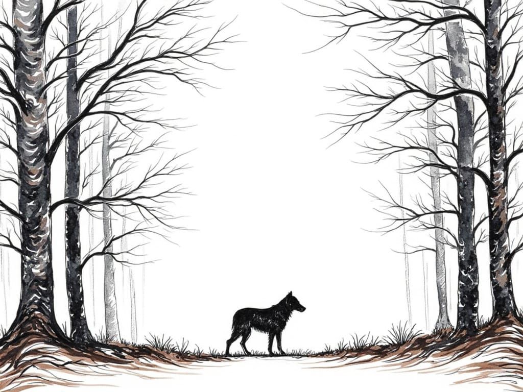 Simple Ink Sketch of Forest with Watercolour Motion