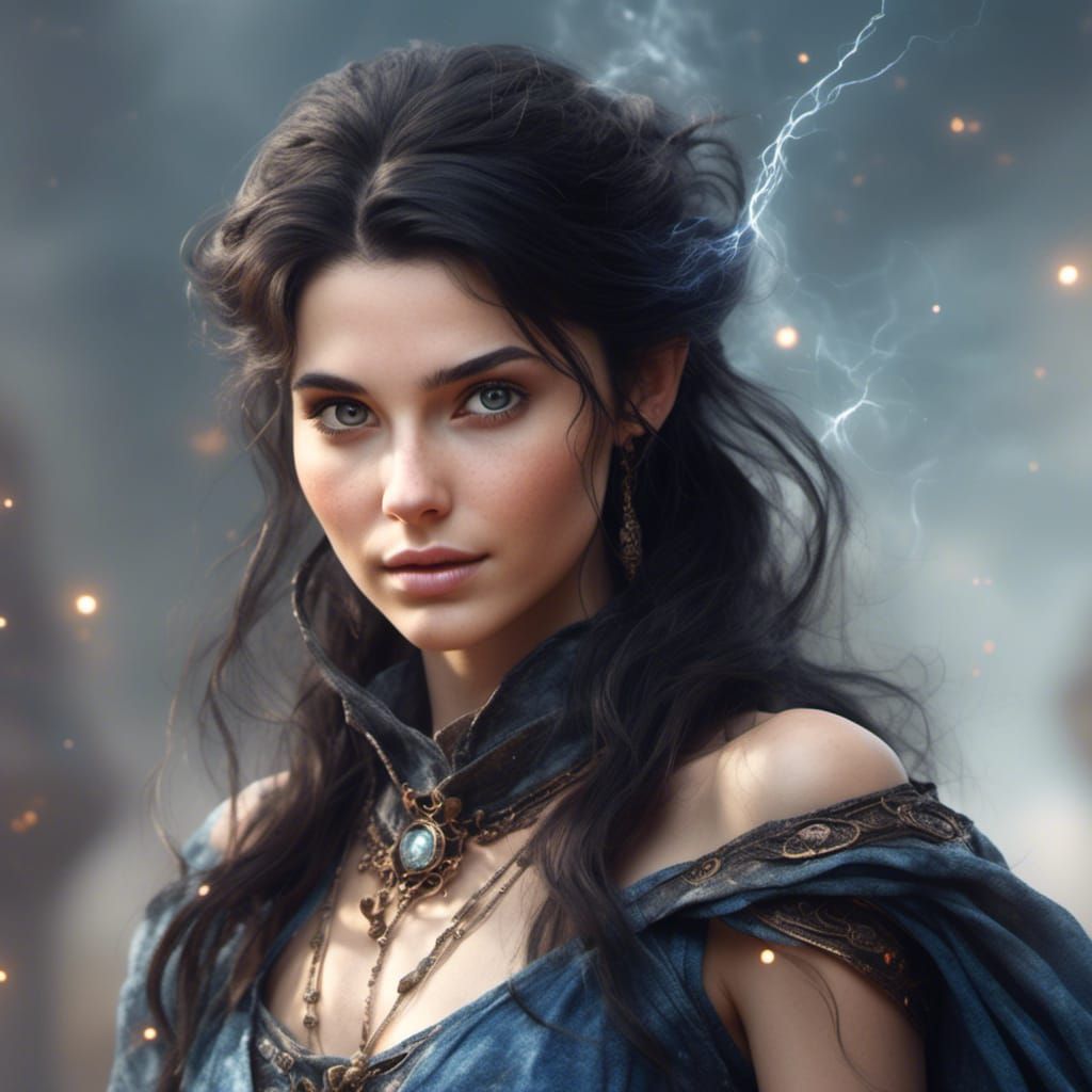 Young Female Wizard Portrait in Hyperreal Style