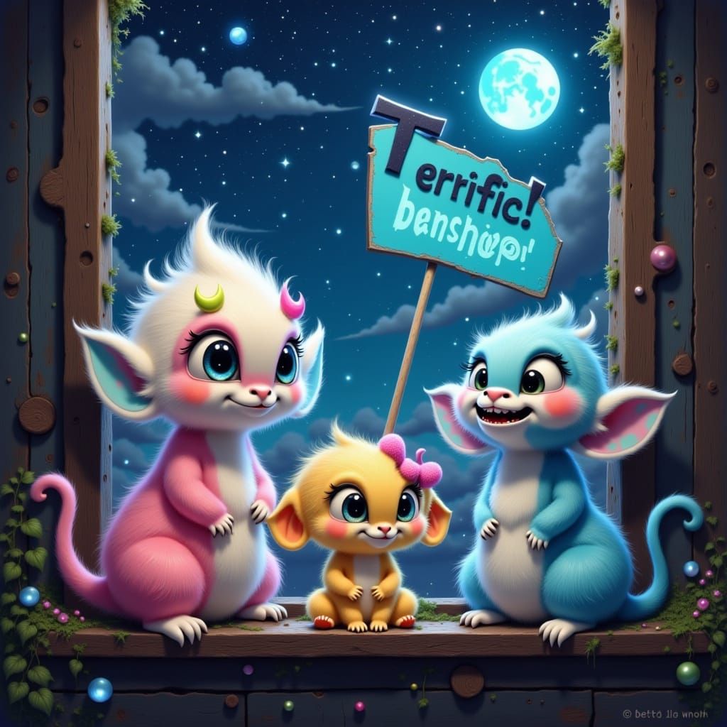Pastel Monsters Declare 'Terrific!' Under Starry Sky