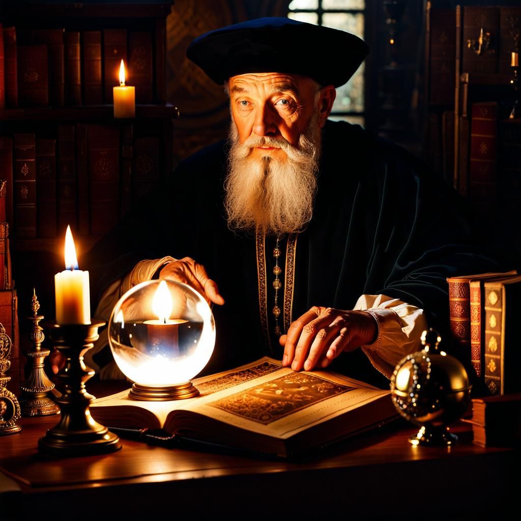 Mystical Nostradamus in Baroque Style