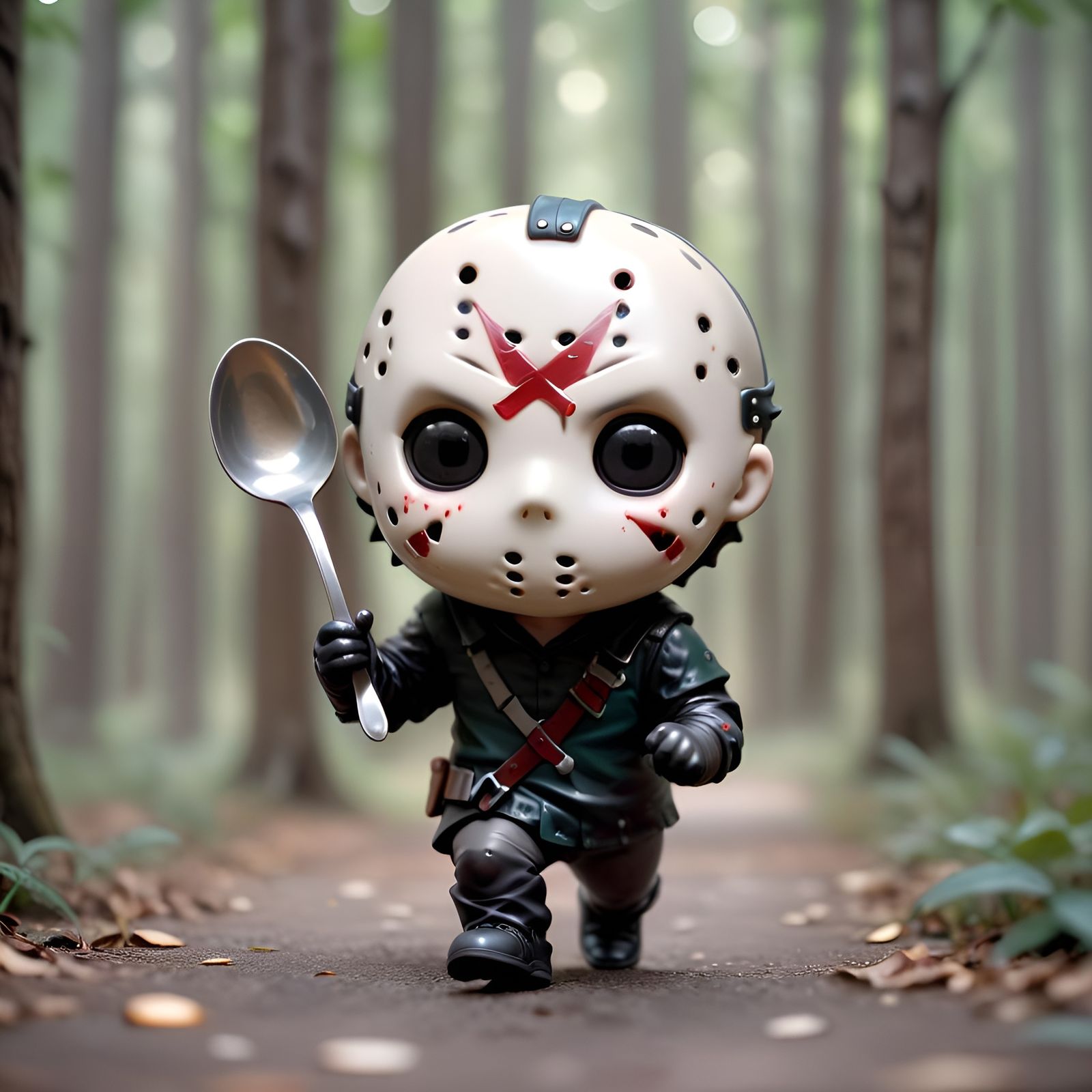 Chibi Jason Vorhees Runs Through Forest