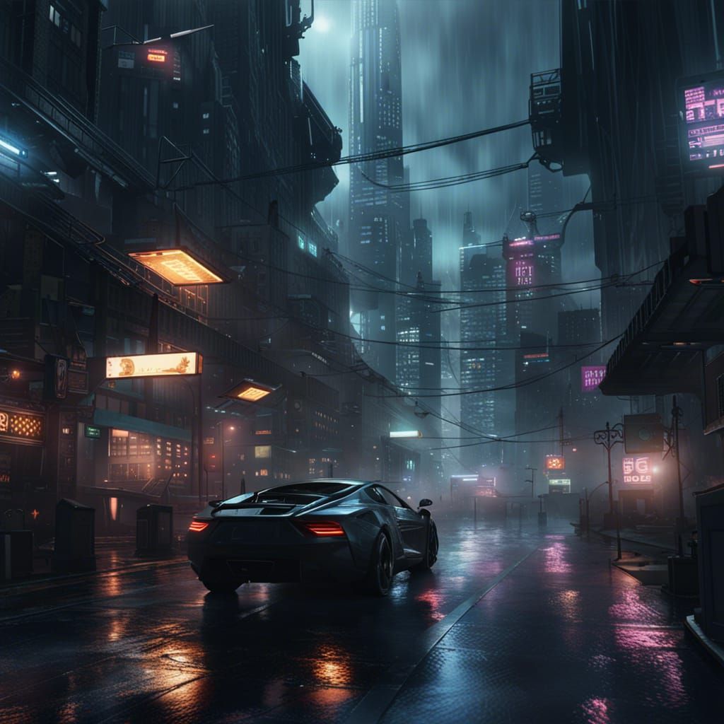 Futuristic Cyberpunk Cityscape at Night in 8k