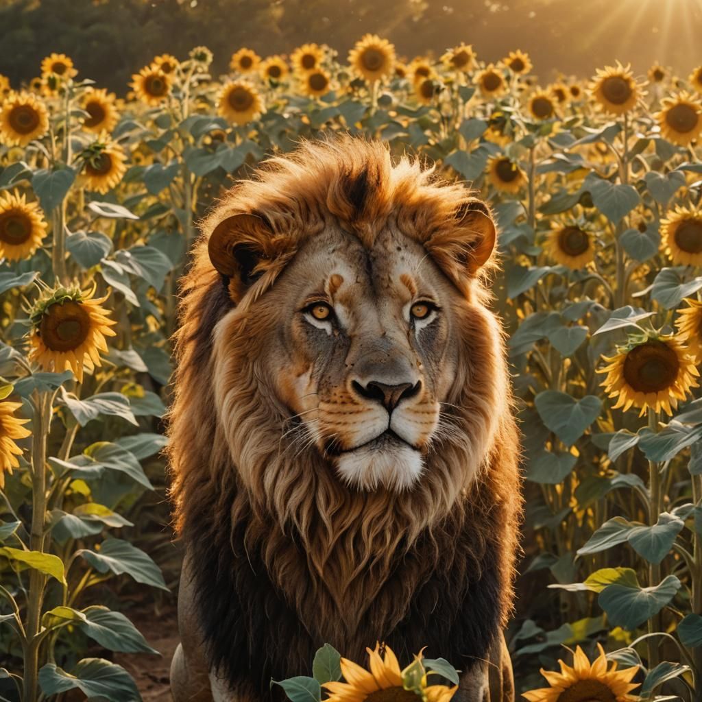 Majestic Lion in Golden Light: Cinematic Still