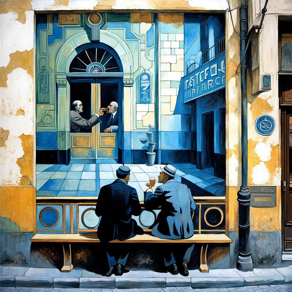 Art Deco Cafe Mural Inspired by Surrealism