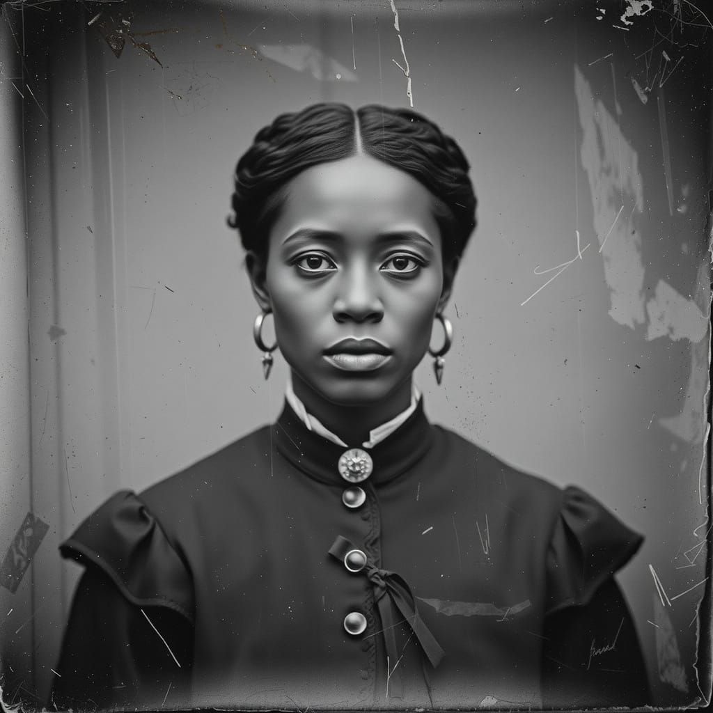 Vintage Portrait of a Black Woman in Daguerreotype Style