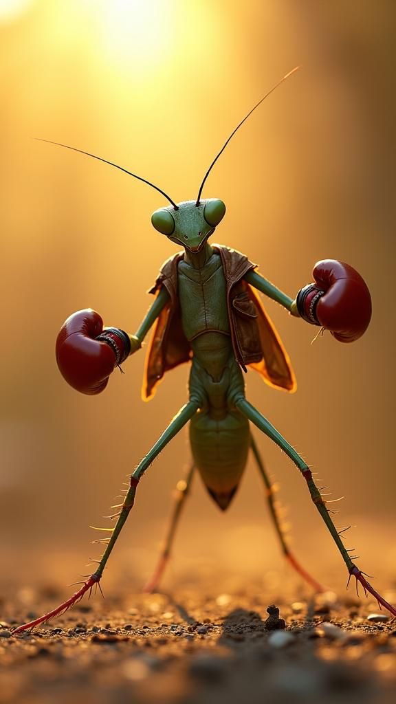 Praying Mantis Boxer in Acrylics