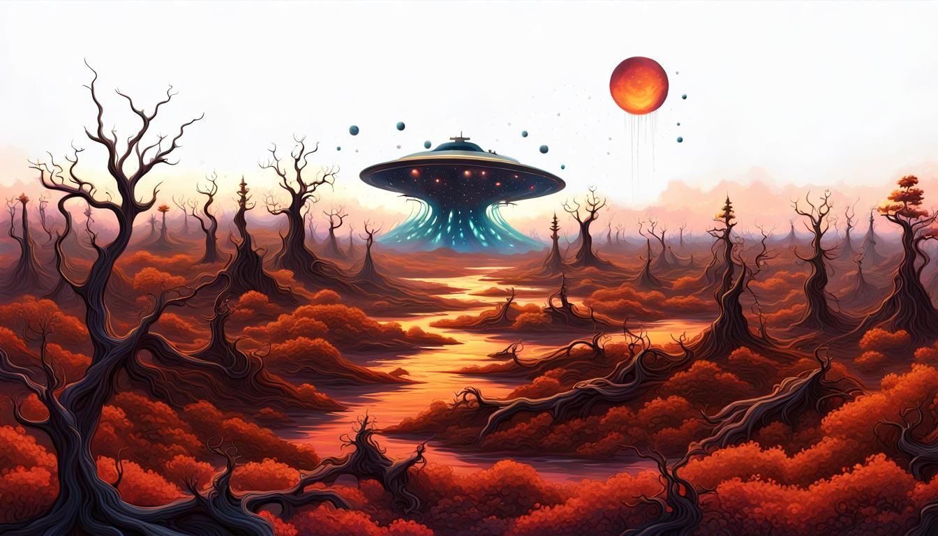 Vast Cyberpunk Landscape at Sunset