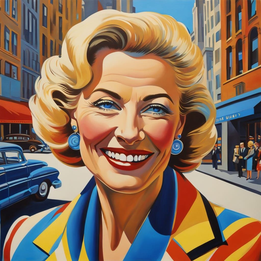 Pop Art Portrait of Woman in Kandinsky Style