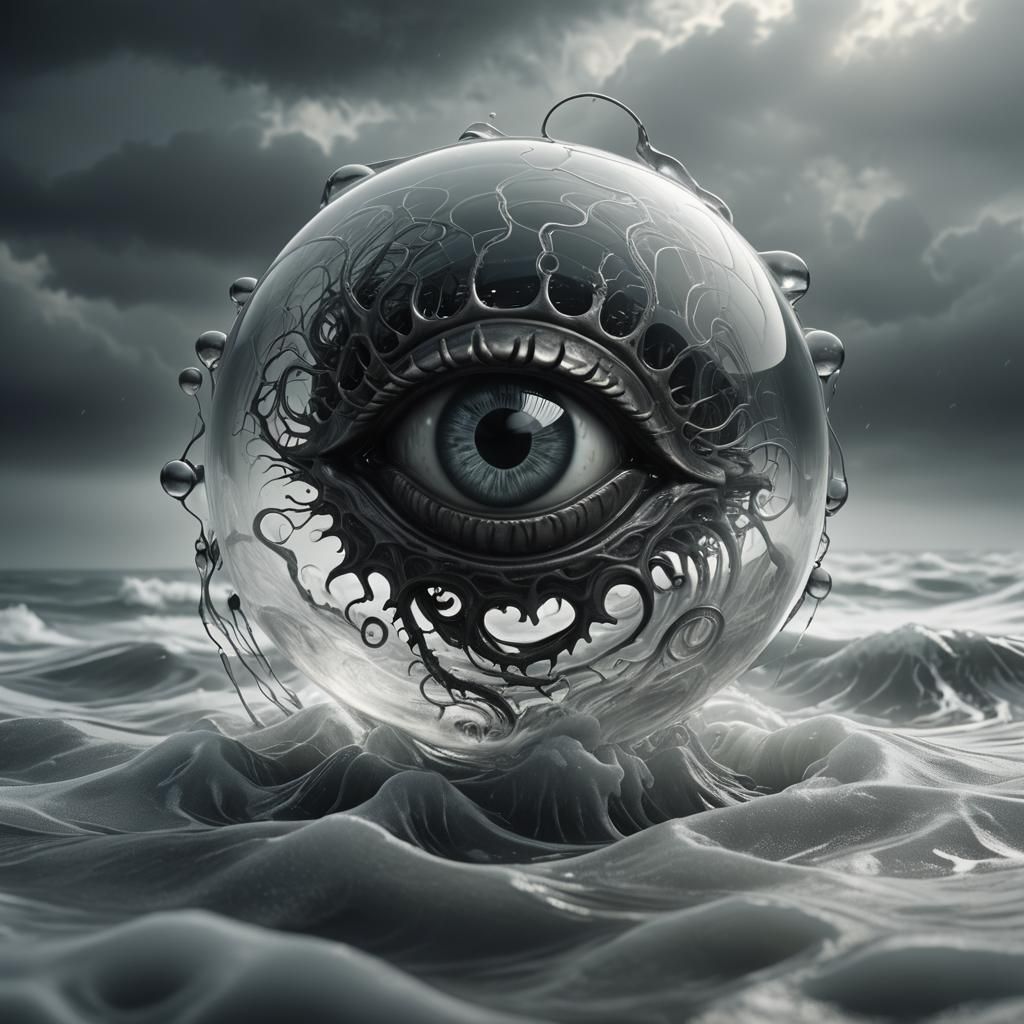 Glass A Shape in Swirling Fog: 3D Render