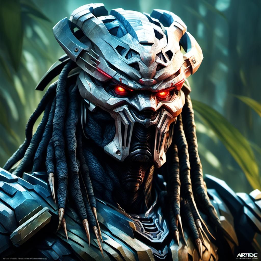 Predator Portrait in Hyperdetailed Art Style