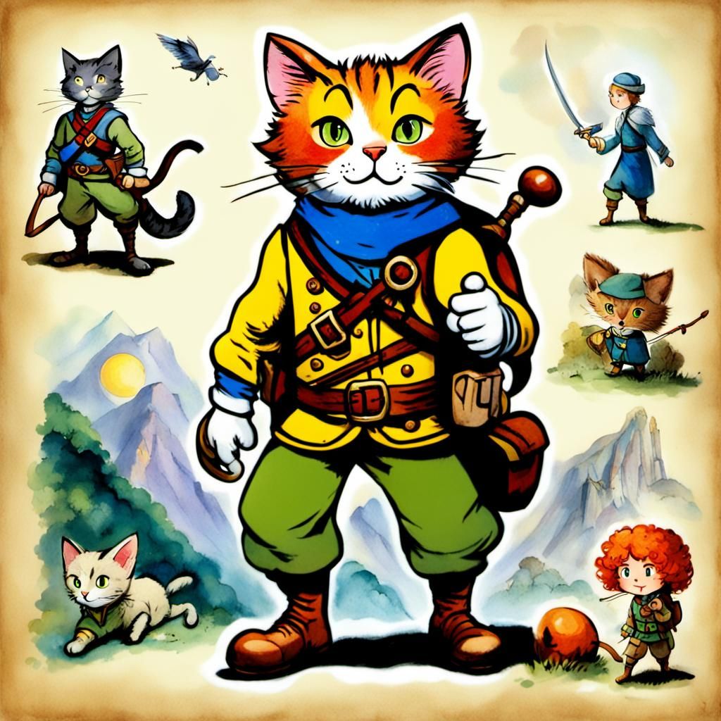 Brave Cat Explorer in Chagall Gainsborough Style