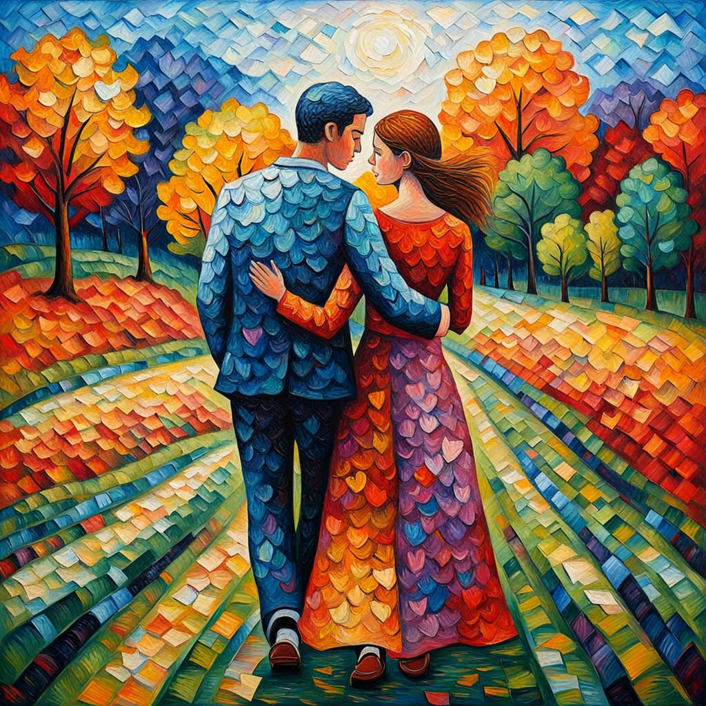 Expressionist Love: Impasto Oil Painting