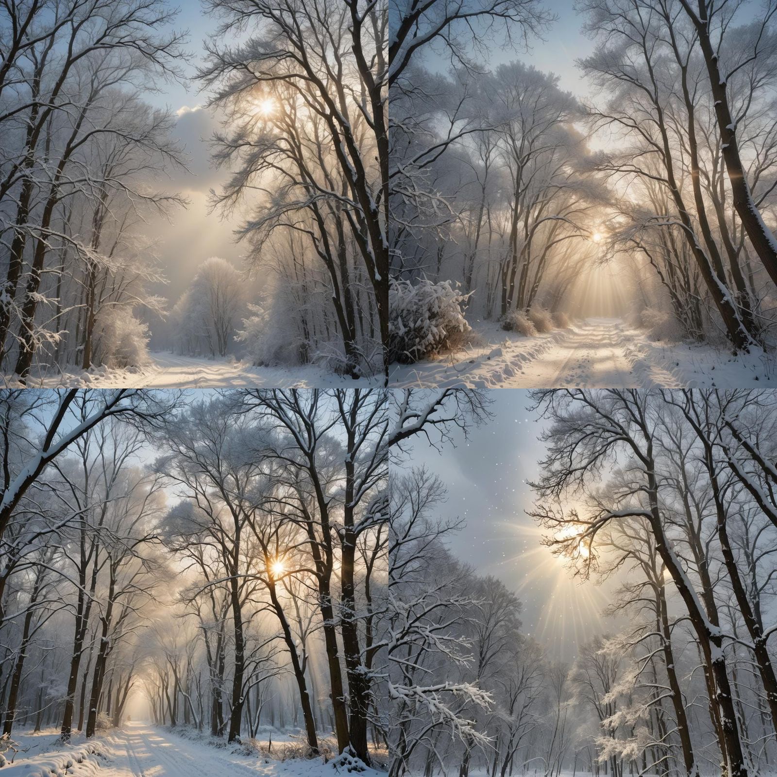 Heavenly Sunshine Beams Through Snow Clouds
