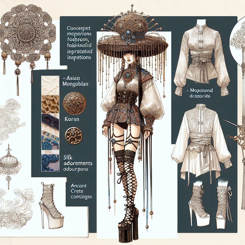 Asian-Inspired Decadent Fashion in Watercolor Style