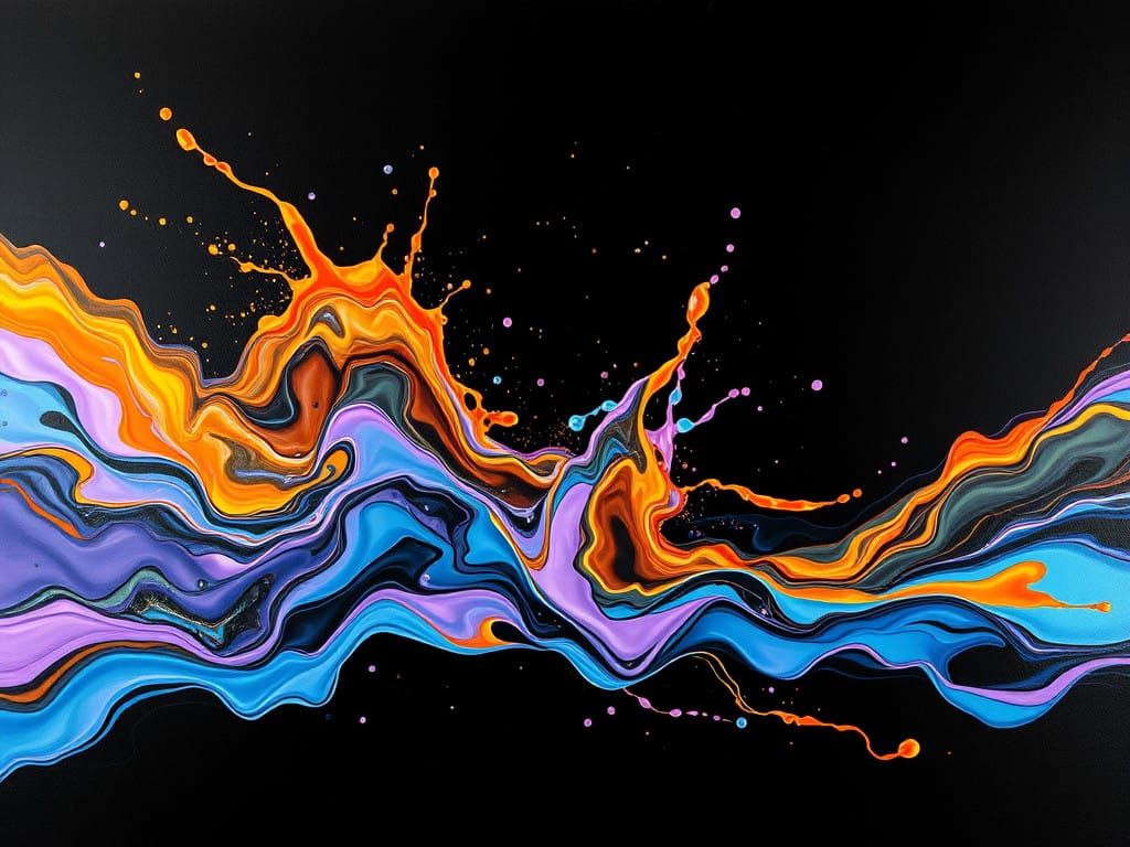 Modern Abstract Art with Vibrant Liquid Light Splashes