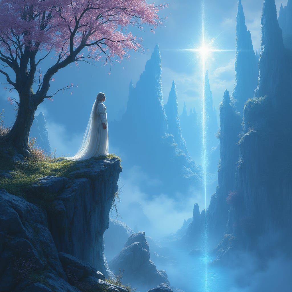 Ethereal Elven Landscape in Resplendent Crystal Style