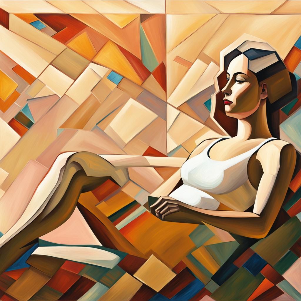 Reclining Woman in Neo-Cubist Expressionist Style