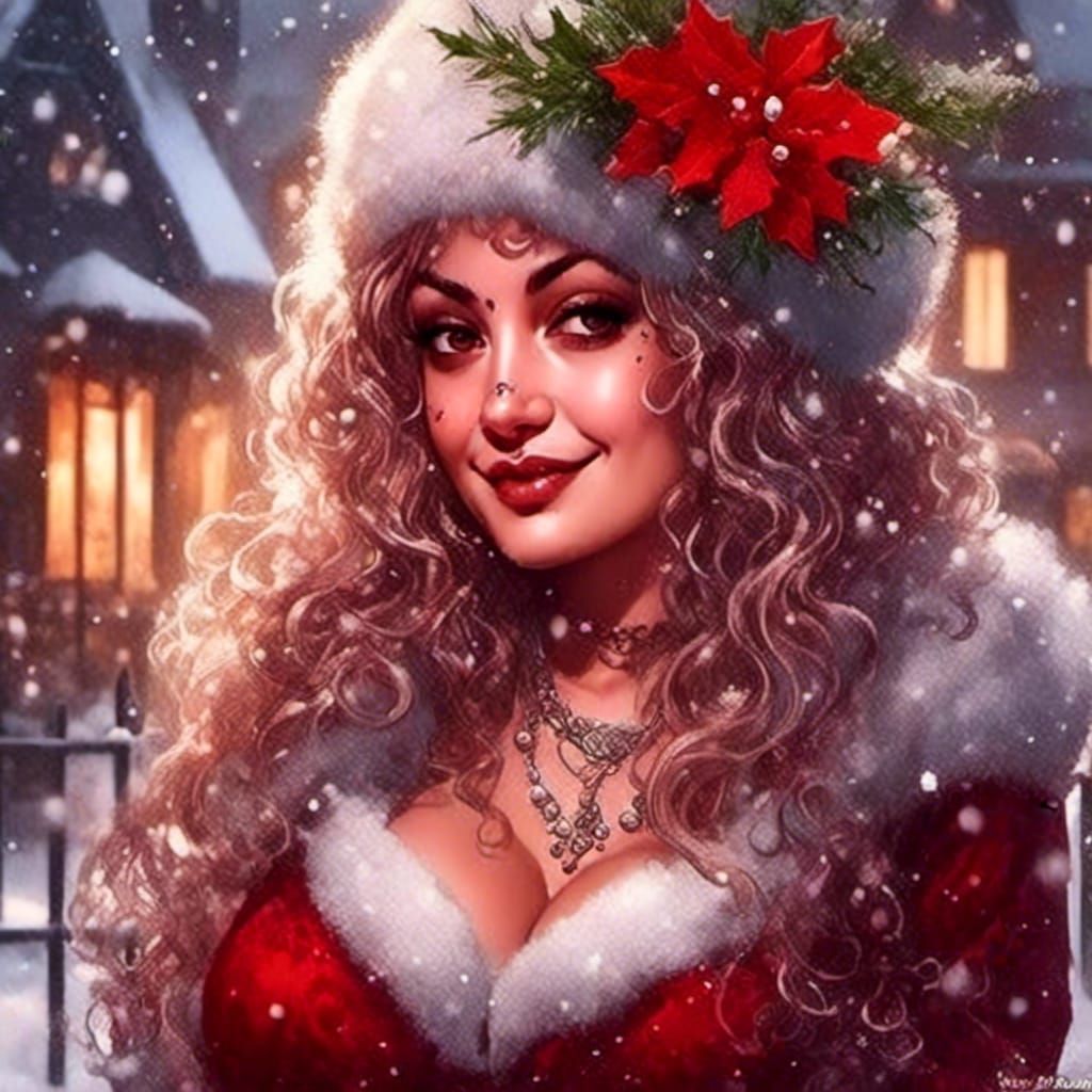 Gothic Rococo Christmas Portrait with Snow