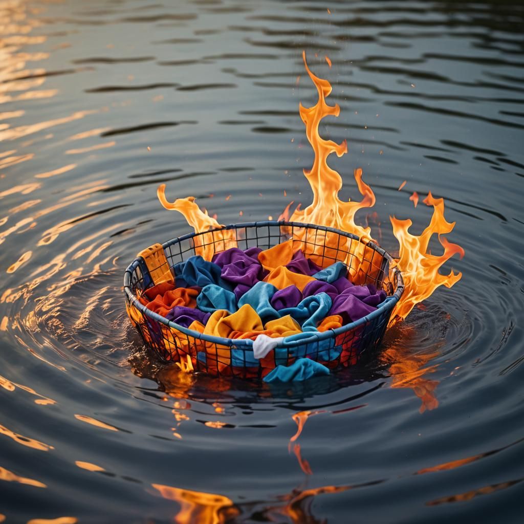 Laundry Basket Ablaze: A Surreal Macro Photograph