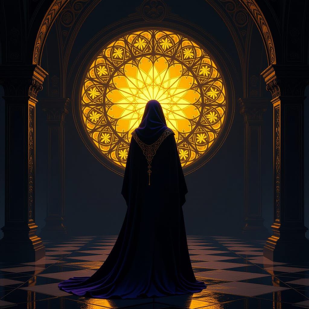 Dark Fantasy Concept Art in Purple and Yellow