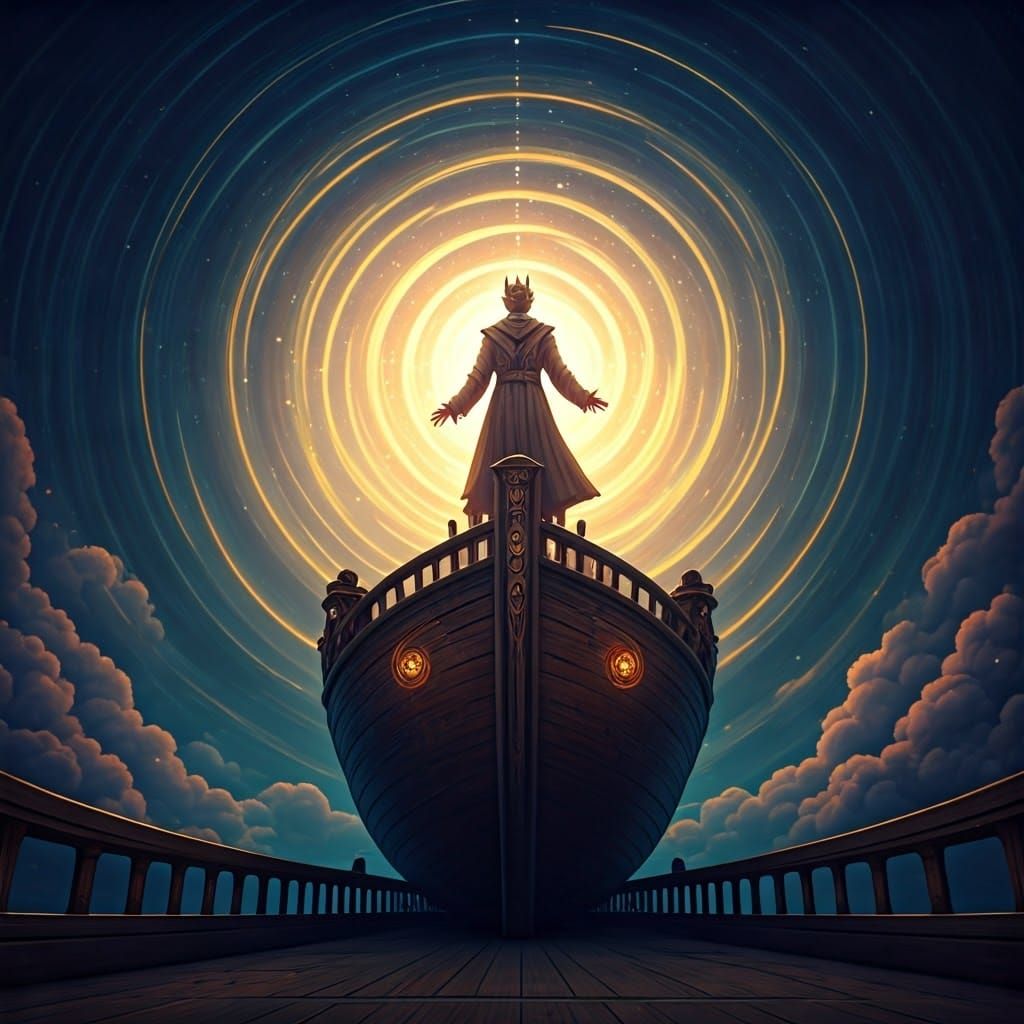 Mystical Ship Captain in Ethereal Stardust Vortex