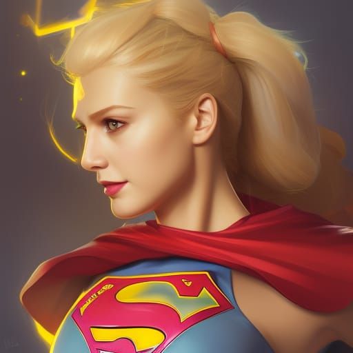 Supergirl Pikachu Portrait in Detailed Digital Art Style