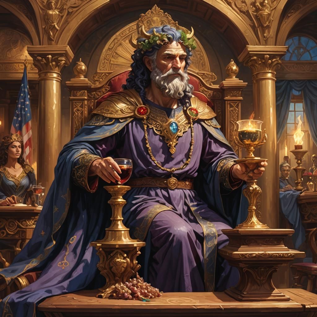 Dionysus as Judge: Fantasy Concept Art in 8K