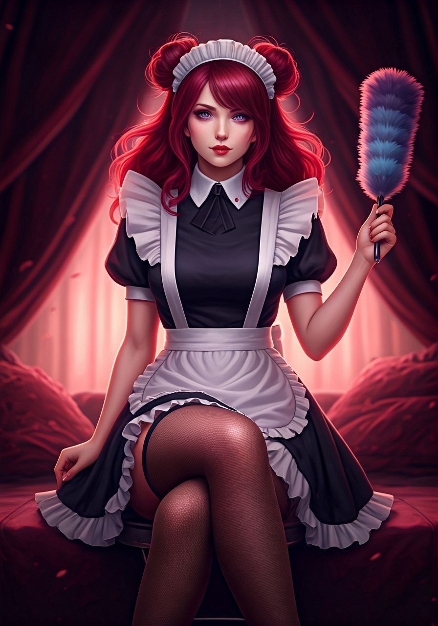 Pinup Maid in Luxury Penthouse: 3D Anime Art